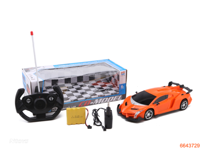 1:16 4CHANNELS R/C CAR W/LIGHTS/4.8V BATTERIES IN CAR/CHARGER W/O 2AA BATTERIES IN CONTROLLER.3COLOUR