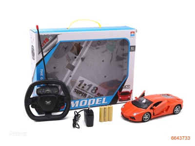 1:18 5CHANNELS R/C CAR W/3.6V BATTERIES IN CAR/CHARGER W/O 3AA BATTERIES IN CONTROLLER.3COLOUR