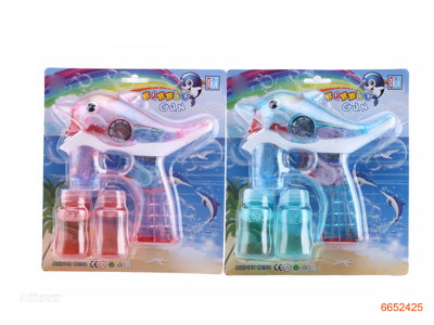 BUBBLE GUN W/MUSIC/LIGHT,W/O 3AA BATTERIES.2COLOUR