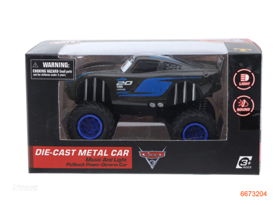 PULL BACK DIE-CAST CAR W/LIGHT/MUSIC/3*AG13 BUTTON BATTERIES