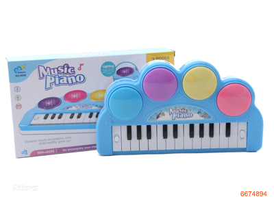 ELECTRIC KEYBOARD W/LIGHT/MUSIC W/O 3AA BATTERIES.2COLOURS