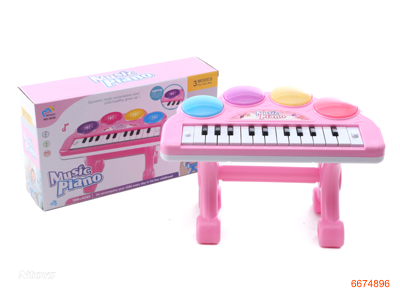 ELECTRIC KEYBOARD W/LIGHT/MUSIC W/O 3AA BATTERIES.2COLOURS