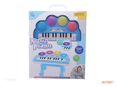 ELECTRIC KEYBOARD W/LIGHT/MUSIC W/O 3AA BATTERIES.2COLOUR