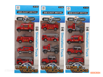 1:64 FREE WHEEL DIE-CAST CAR 4PCS,3ASTD