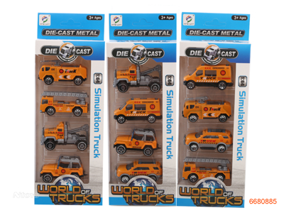 1:64 FREE WHEEL DIE-CAST CONSTRUCTION TRUCK 4PCS,3ASTD