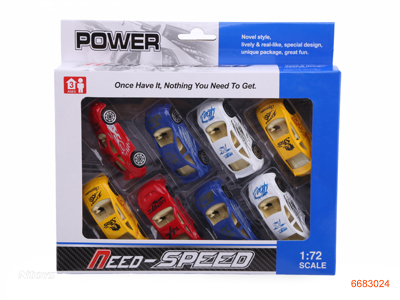 1:72 FREE WHEEL DIE-CAST CAR 8PCS