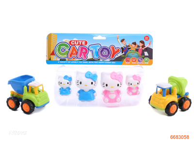 FREE WHEEL CONSTRUCTION TRUCK 2PCS+4PCS HELLO KITTY