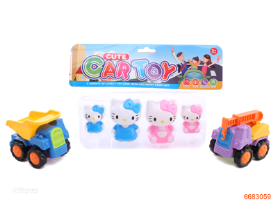 FREE WHEEL CONSTRUCTION TRUCK 2PCS+4PCS HELLO KITTY