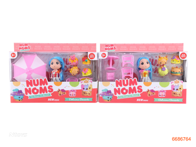 NUM NOMS,W/12CM SOLID BODY FASHION DOLL SET,2ASTD