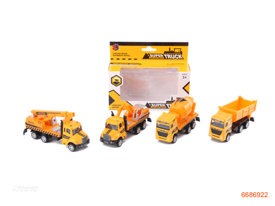 PULL BACK DIE-CAST CONSTRUCTION ENGINE 1PCS,4ASTD