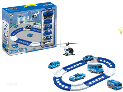 B/O TRAIN TRACK,W/4PCS FREE WHEEL CAR + 1PCS PLANE + 1PCS B/O CAR,W/LIGHT,W/O 1*AA BATTERIES IN CAR,50PCS