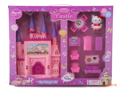 CASTLE SET W/FURNITURE SET/LIGHT/MUSIC/3*AG13 BATTERIES,2ASTD