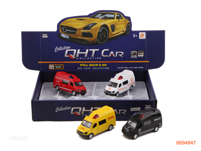 1:34 PULL BACK DIE-CAST CAR,12PCS/DISPLAY BOX,4ASTD