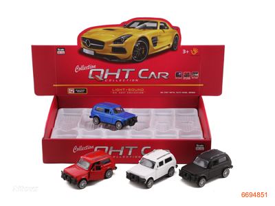 1:32 PULL BACK DIE-CAST CAR,W/LIGHT/MUSIC/12*3AG13 BATTERIES,12PCS/DISPLAY BOX,4COLOUR