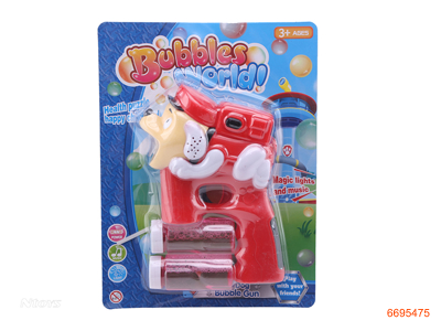 BUBBLE GUN,W/2PCS 60ML BUBBLE WATER/LIGHT/MUSIC,W/O 3*AA BATTERIES