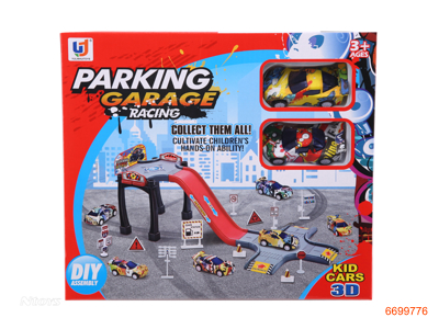 TRAIN TRACK PARKING LOT,W/2PCS P/B CAR