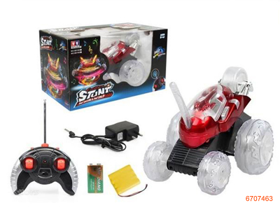 R/C STUNT CAR W/6LIGHT/MUSIC/4.8V BATTERIES IN CAR/CHARGER/1*9V BATTERY IN CONTROLLER.3COLOUR