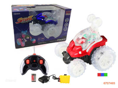 4CHANNELS R/C SKIP CAR W/6LIGHT/MUSIC/4.8V BATTERIES IN CAR/CHARGER/1*9V BATTERY IN CONTROLLER.3COLOUR