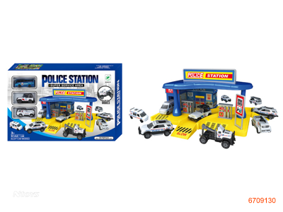 POLICE STATION W/MAP(72*46CM)/3PCS DIE-CAST CAR