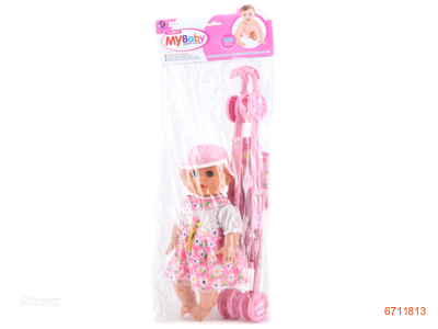 12''DOLL W/4SOUNDS IC+PLASTIC DOLL TROLLEY