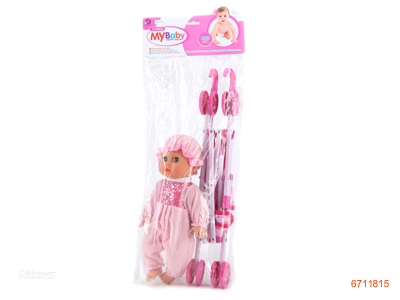 12''DOLL W/4SOUNDS IC+PLASTIC DOLL TROLLEY