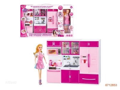 COOKING SET W/DOLL/LIGHT/MUSIC/3*AG13 BATTERIES