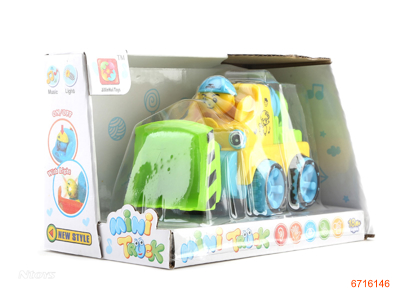 F/P CARTOON CONSTRUCTION CAR W/LIGHT/MUSIC/BATTERIES.3ASTD.2COLOUR