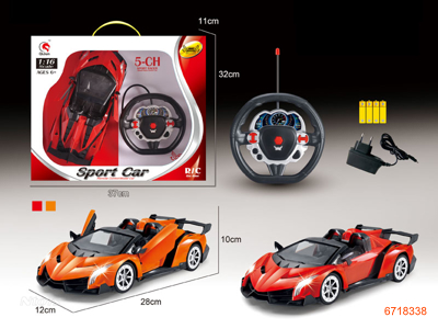 1:16 5 CHANNEL R/C CAR W/LIGHT/4.8V BATTERIES IN CAR/CHANRGER,W/O 2AA BATTERIES IN CONTROLLER 2COLOUR