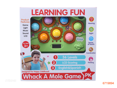 WHAC-A-MOLE W/LIGHT/MUSIC,W/O 3AAA BATTERIES