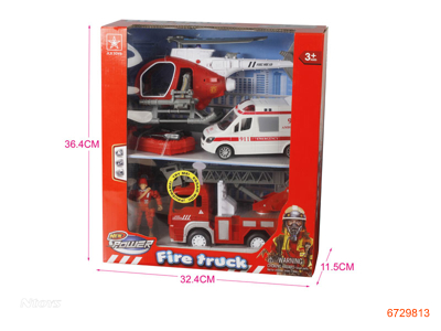 FIRE FIGHTING SET, TRUCK W/SOUND/LIGHT/3*AG13 BATTERIES