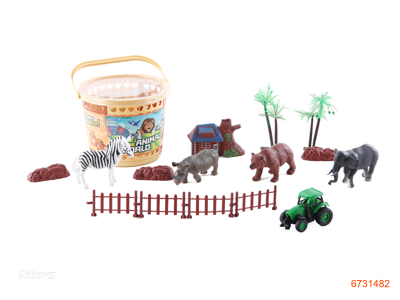 ANIMAL SET W/P/B FARM TRUCK