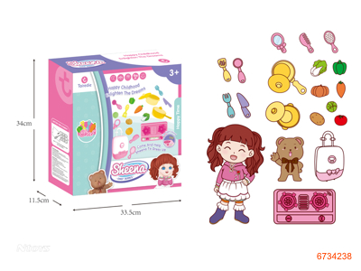 32CM DOLL+KITCHEN SET,DOLL W/IC,W/O 2AAA BATTERIES,STOVE W/LIGHT/MUSIC,W/O 2AAA BATTERIES