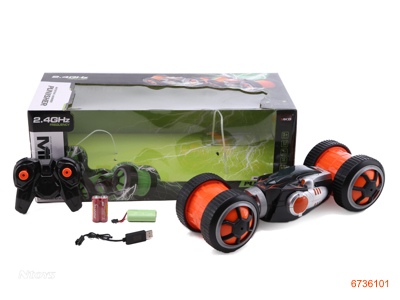 2.4G 4CHANNELS R/C STUNT CAR W/LIGH/6.4V BATTERIES IN CAR/USB/2AA BATTERIES IN CONTROLLER
