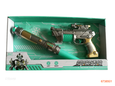 B/O FLASHING  GUN W/LIGHT/SOUND,W/O 3AA+3AA BATTERIES