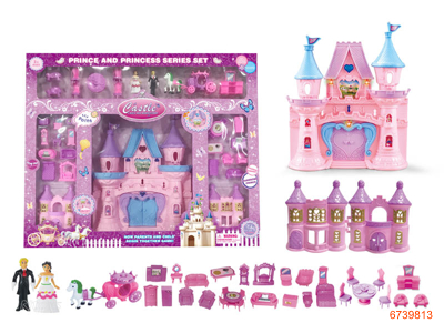 CASTLE SET W/LIGHT/MUSIC/FURNITURE, W/O 3AA BATTERIES