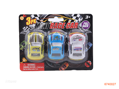 P/B CAR 3PCS 6COLORS