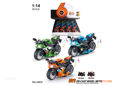 1:14 PULL BACK DIE-CAST MOTORCYCLE,W/LIGHT/MUSIC/12*3AG13 BATTERIES 12PCS DISPLAY BOX 3COLOURS