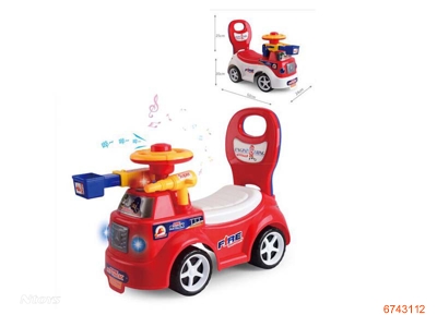 RIDE-ON FIRE FIGHTING TRUCK W/LIGHT/MUSIC/2AAA BATTERIES 2COLORS