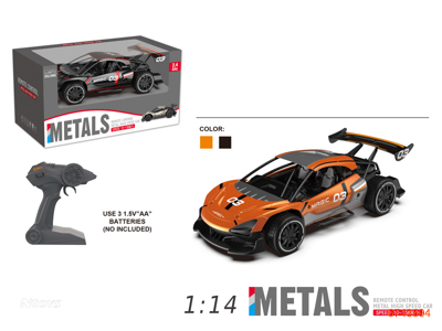 2.4G 1:14 4CHANNELS R/C SPEED CAR W/6V BATTERY IN CAR/USB W/O 3AA BATTERIES IN CONTROLLER 2 COLORS