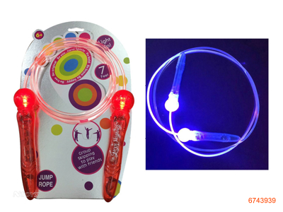 2.2M JUMPING ROPE W/LIGHT/3*AG13 BATTERIES 2COLORS