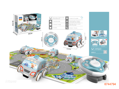 2CHANNELS INFRARED R/C CLOTH CAR W/SOUND/PLAYMAT W/O 3*AAA BATTERIES IN CAR/3*AAA BATTERIES IN STEERING WHEEL