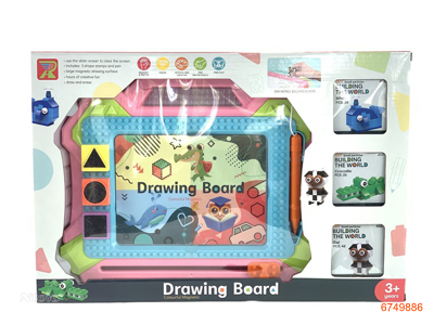 MAGNETIC DRAWING BOARD W/BLOCK 2COLORS