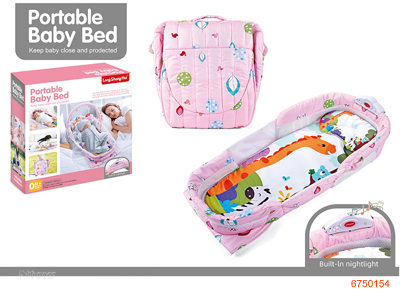 PORTABLE BABY BED W/LIGHT/MUSIC, W/O 2AA BATTERIES