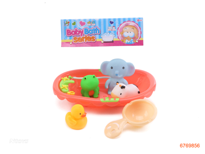 BATH TOYS W/VINYL ANIMAL,3COLOURS