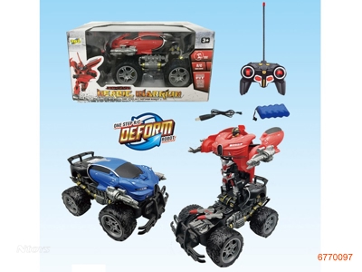 1:18 6CHANNELS R/C TRANSFORMER CAR,W/6V BATTERY IN CAR/USB,W/O 2*AA BATTERIES IN CONTROLLER,2COLOURS