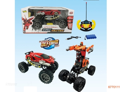 1:18 5CHANNELS R/C TRANSFORMER CAR,W/6V BATTERY IN CAR/USB,W/O 2*AA BATTERIES IN CONTROLLER,2COLOURS