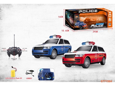 5CHANNELS R/C POLICE CAR,W/LIGHT/4.8V BATTERY IN CAR/USB,W/O 2*AA BATTERIES IN CONTROLLER