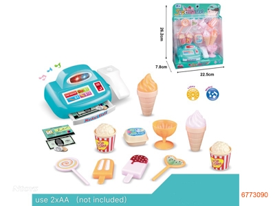 ICE CREAM SHOP,CASH REGISTER W/LIGHT/SOUND/MUSIC,W/O 2*AA BATTERIES