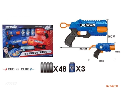 SOFT BULLET GUN W/48PCS BULLET + 3PCS DART,2COLOURS