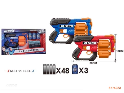 SOFT BULLET GUN W/48PCS BULLET + 3PCS DART,2COLOURS